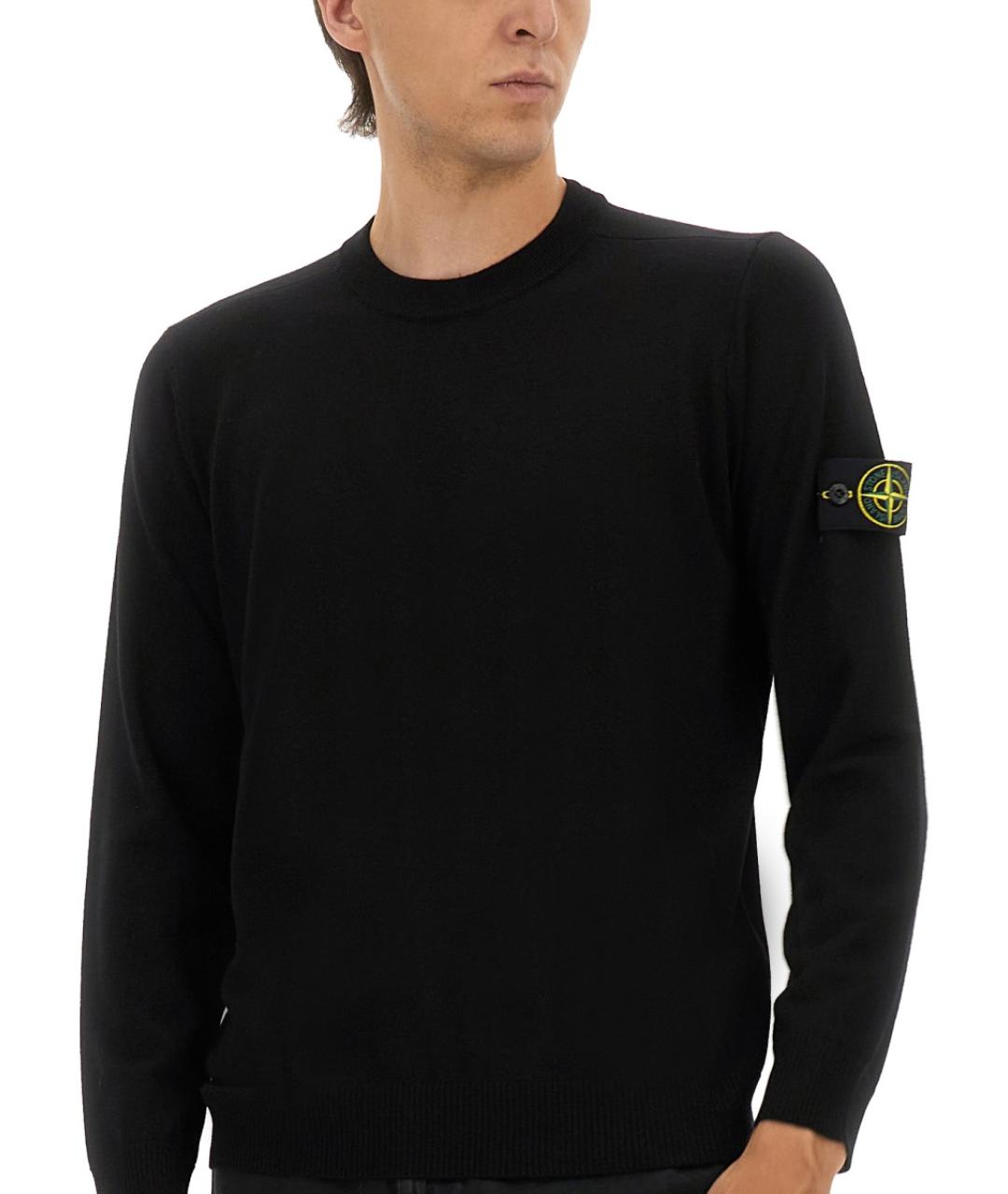 STONE ISLAND Черный шерстяной джемпер / свитер, фото 3