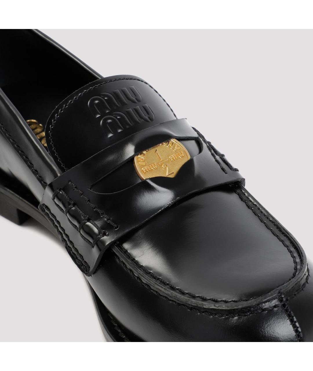 MIU MIU Черные кожаные лоферы, фото 4
