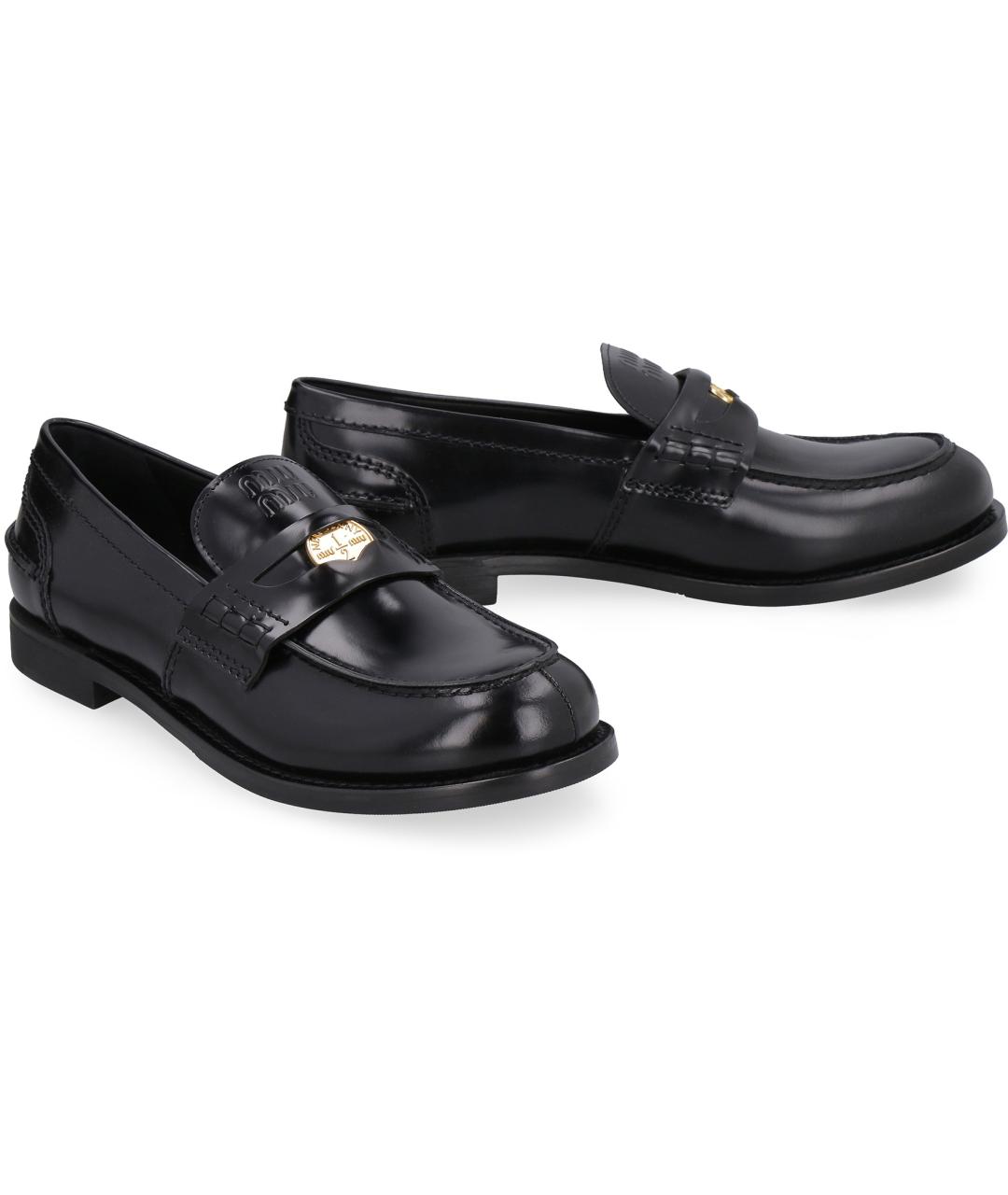 MIU MIU Черные кожаные лоферы, фото 2