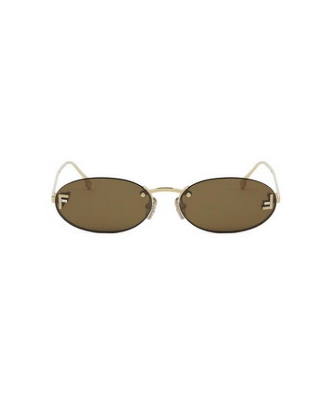 FENDI Золотые металлические солнцезащитные очки, фото 2