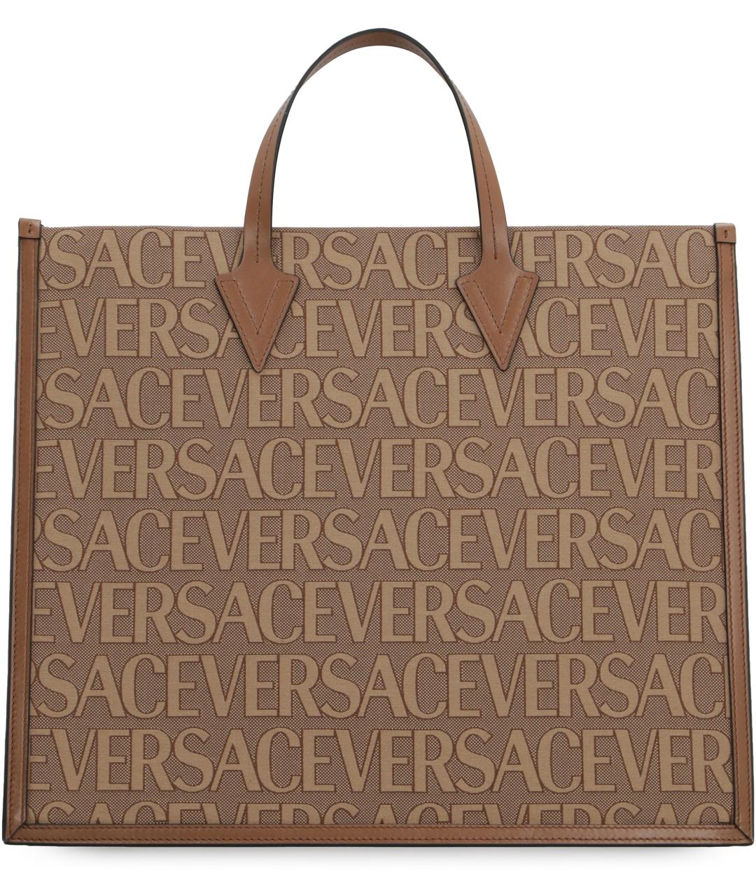 VERSACE Коричневая тканевая сумка тоут, фото 4