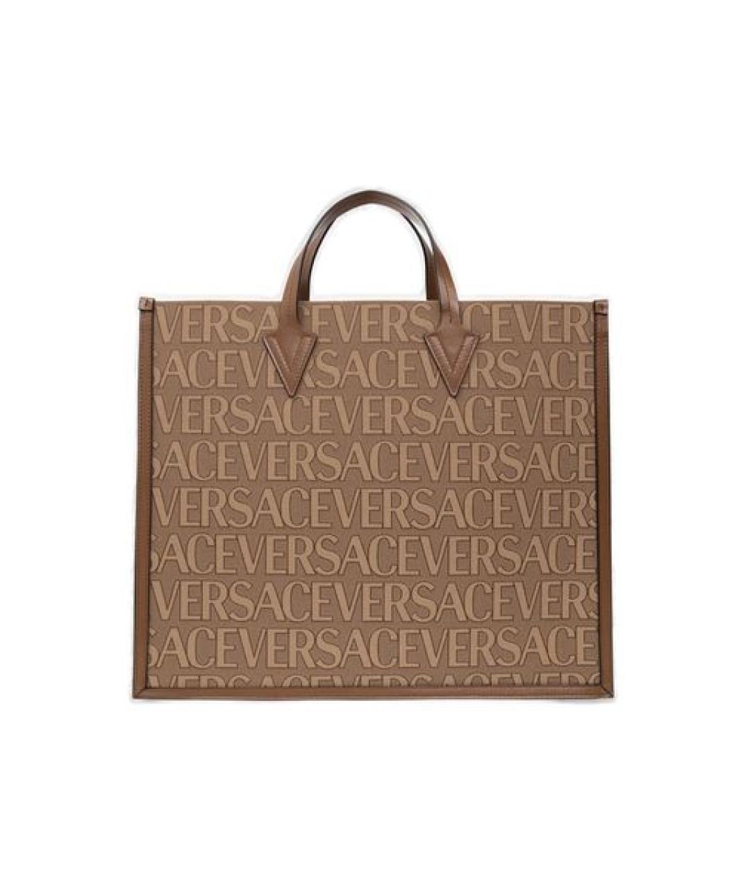 VERSACE Коричневая тканевая сумка тоут, фото 2