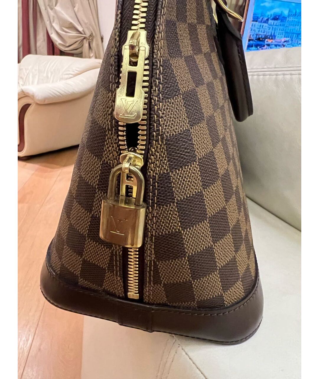 LOUIS VUITTON PRE-OWNED Коричневая сумка с короткими ручками из искусственной кожи, фото 3