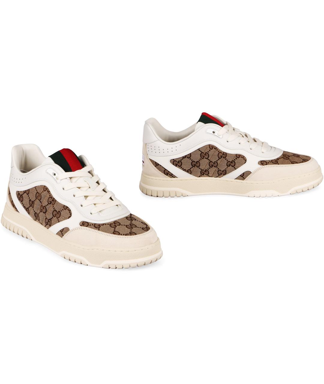 GUCCI Белые кожаные низкие кроссовки / кеды, фото 3