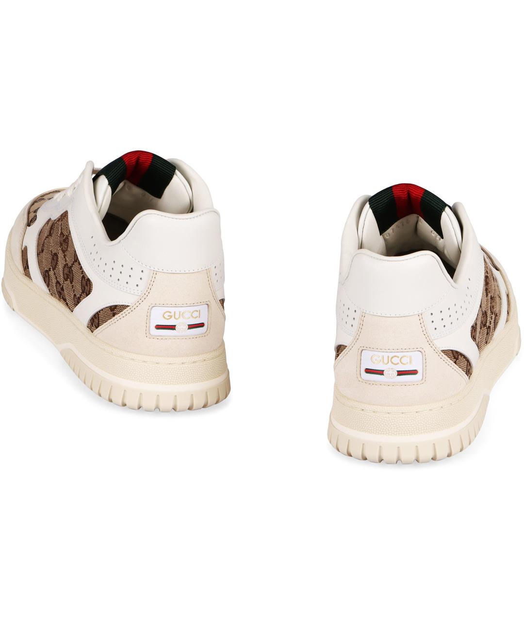 GUCCI Белые кожаные низкие кроссовки / кеды, фото 4