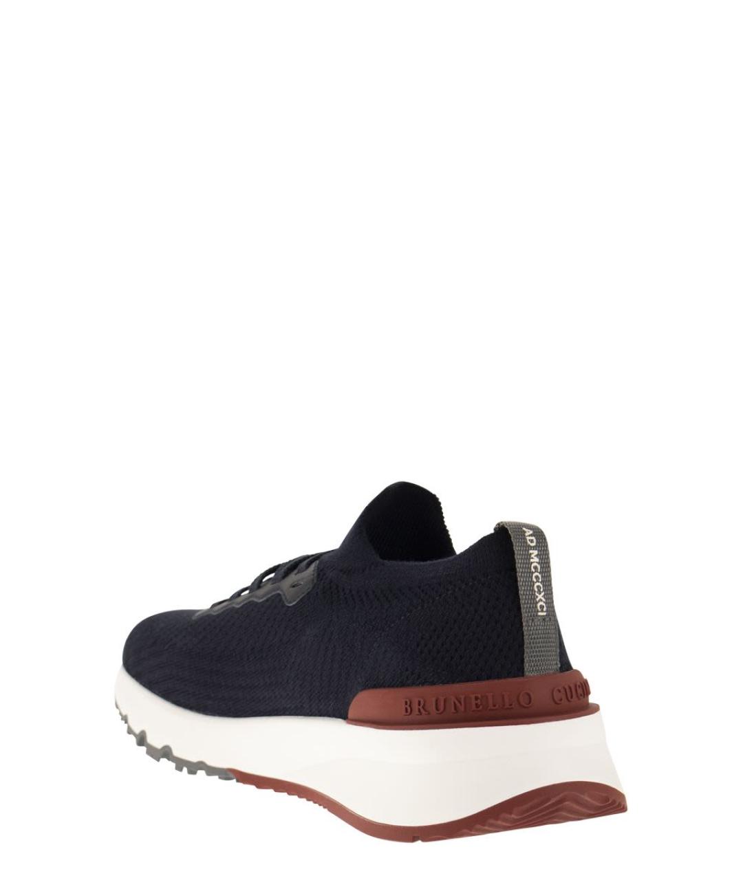 BRUNELLO CUCINELLI Синие текстильные низкие кроссовки / кеды, фото 3