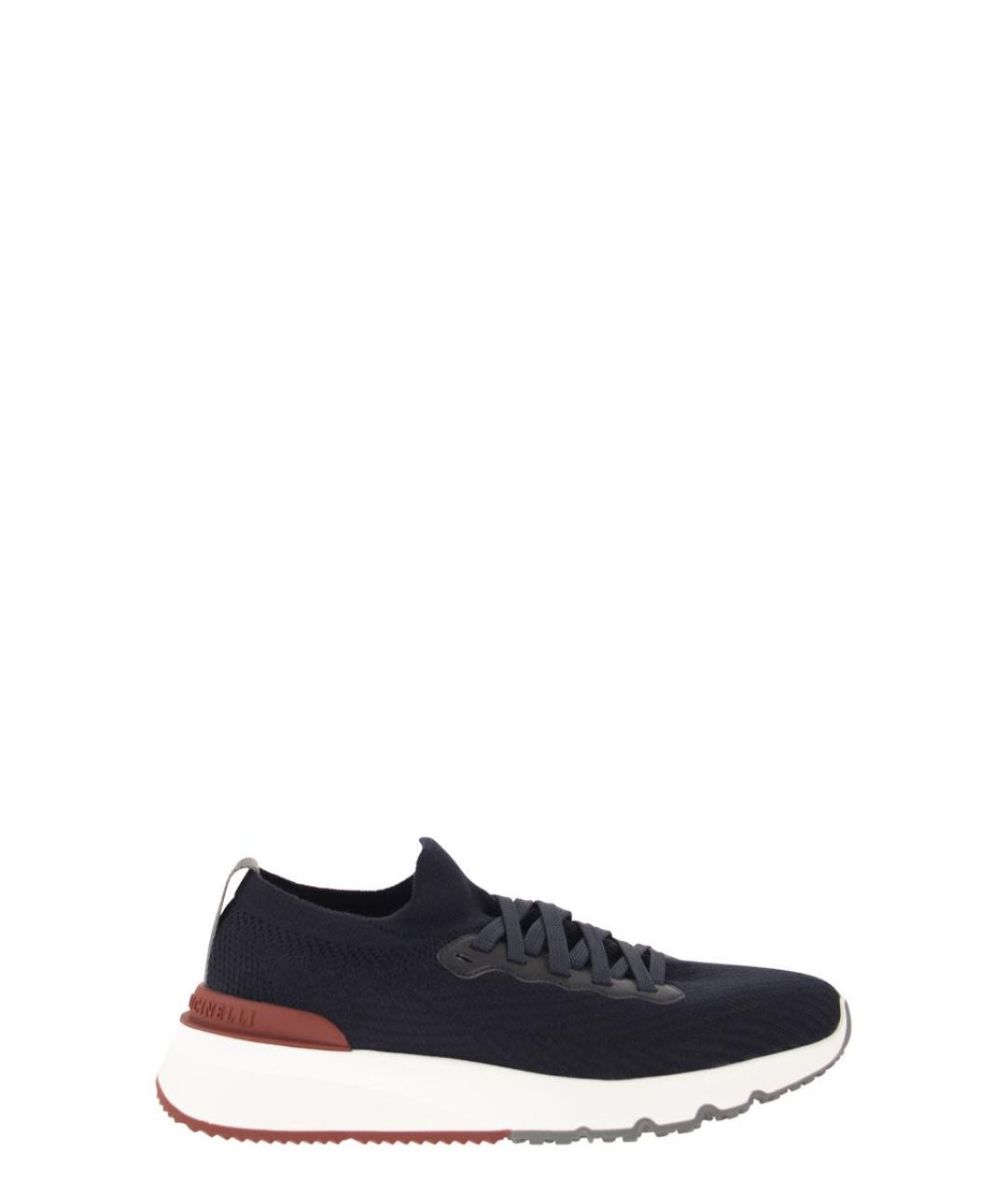 BRUNELLO CUCINELLI Синие текстильные низкие кроссовки / кеды, фото 1