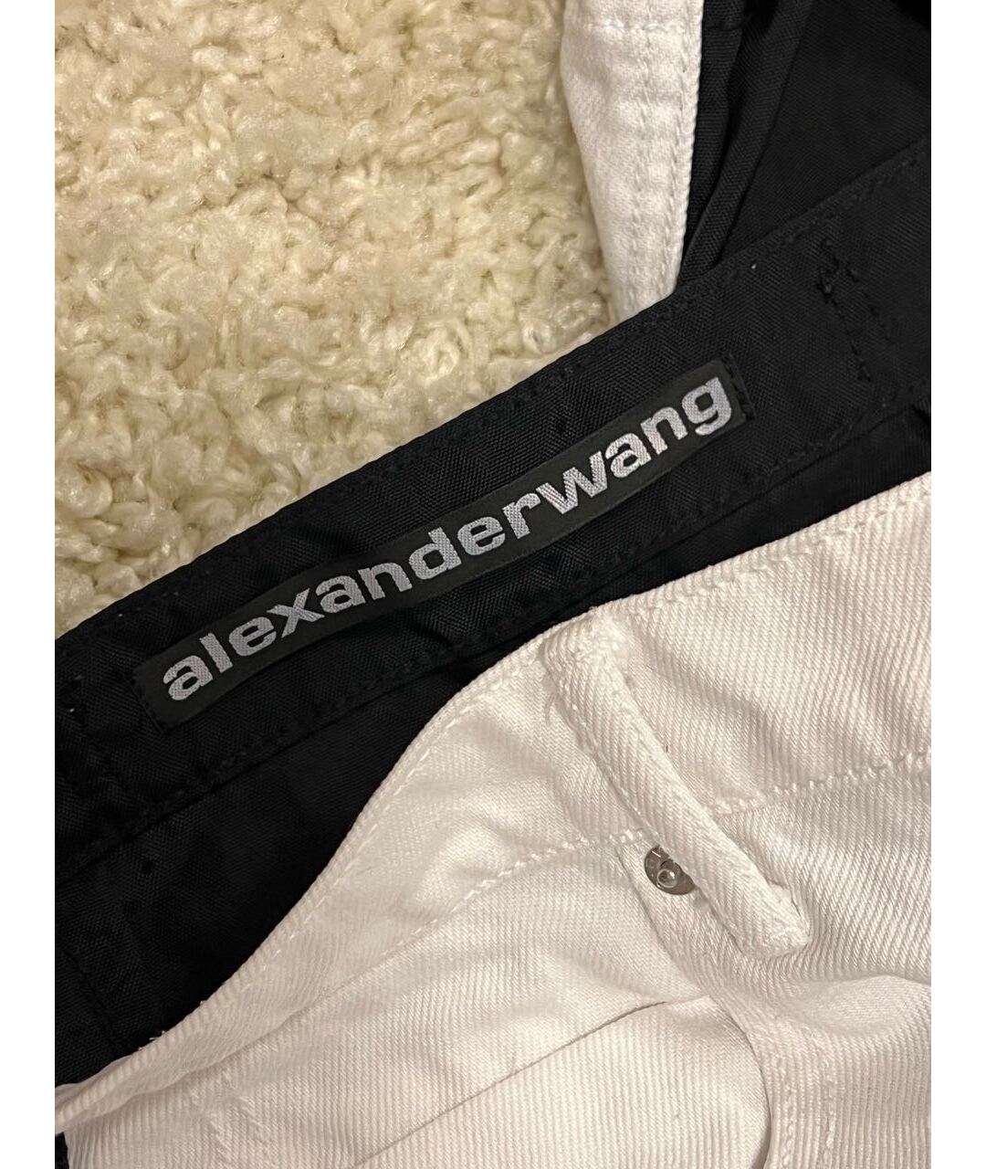 ALEXANDER WANG Белые хлопковые прямые джинсы, фото 4
