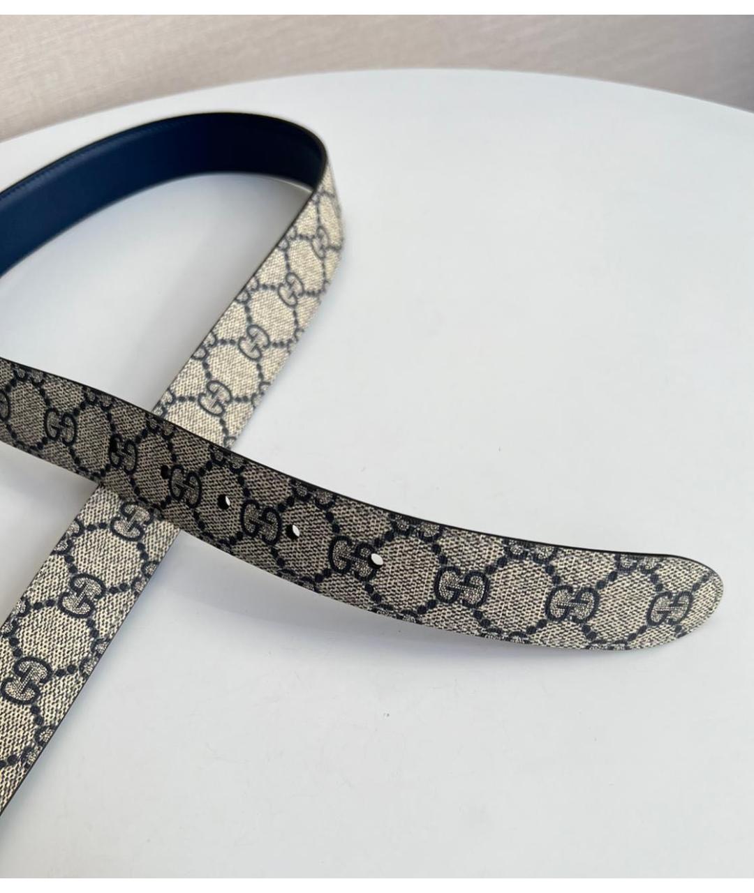 GUCCI Серый кожаный ремень, фото 4