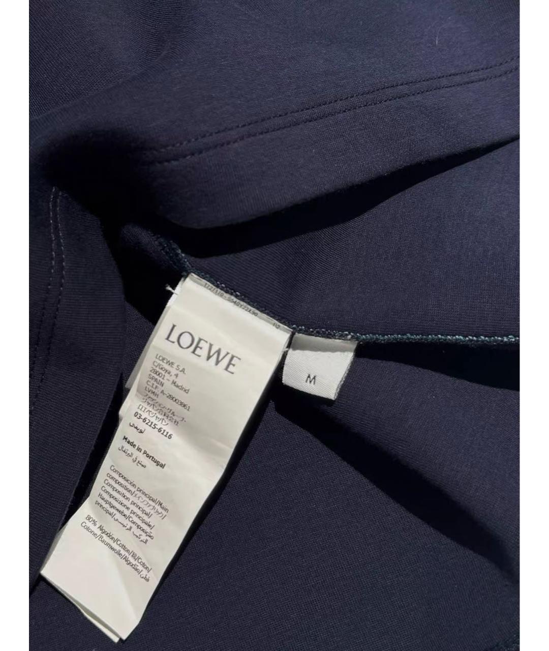 LOEWE Темно-синяя хлопковая футболка, фото 3