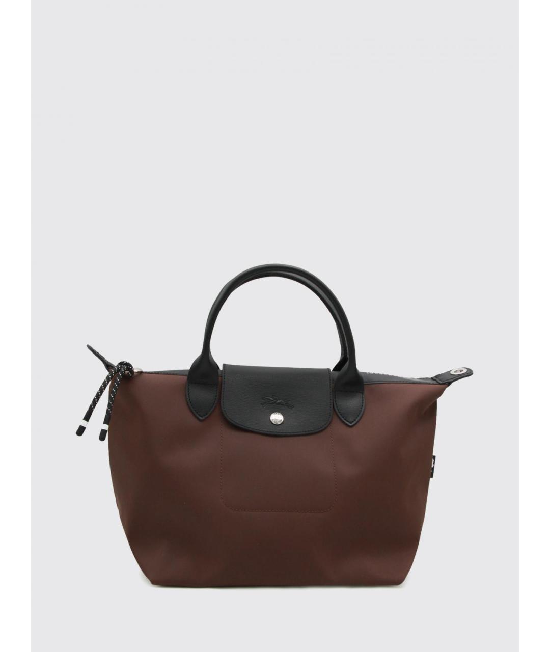 LONGCHAMP Коричневая синтетическая сумка с короткими ручками, фото 4
