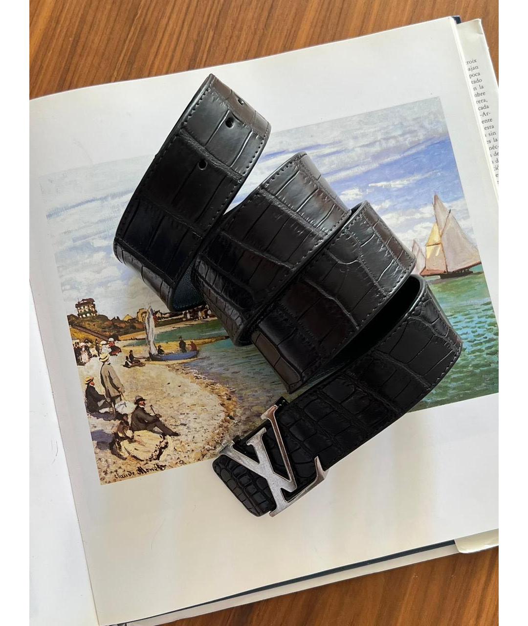 LOUIS VUITTON Черный кожаный ремень, фото 9