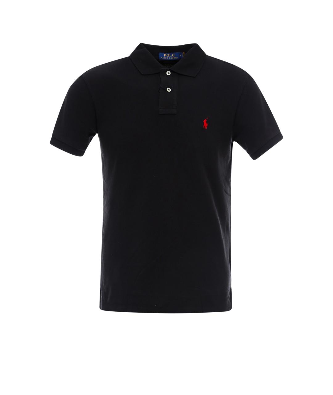 POLO RALPH LAUREN Черное хлопковое поло с коротким рукавом, фото 1