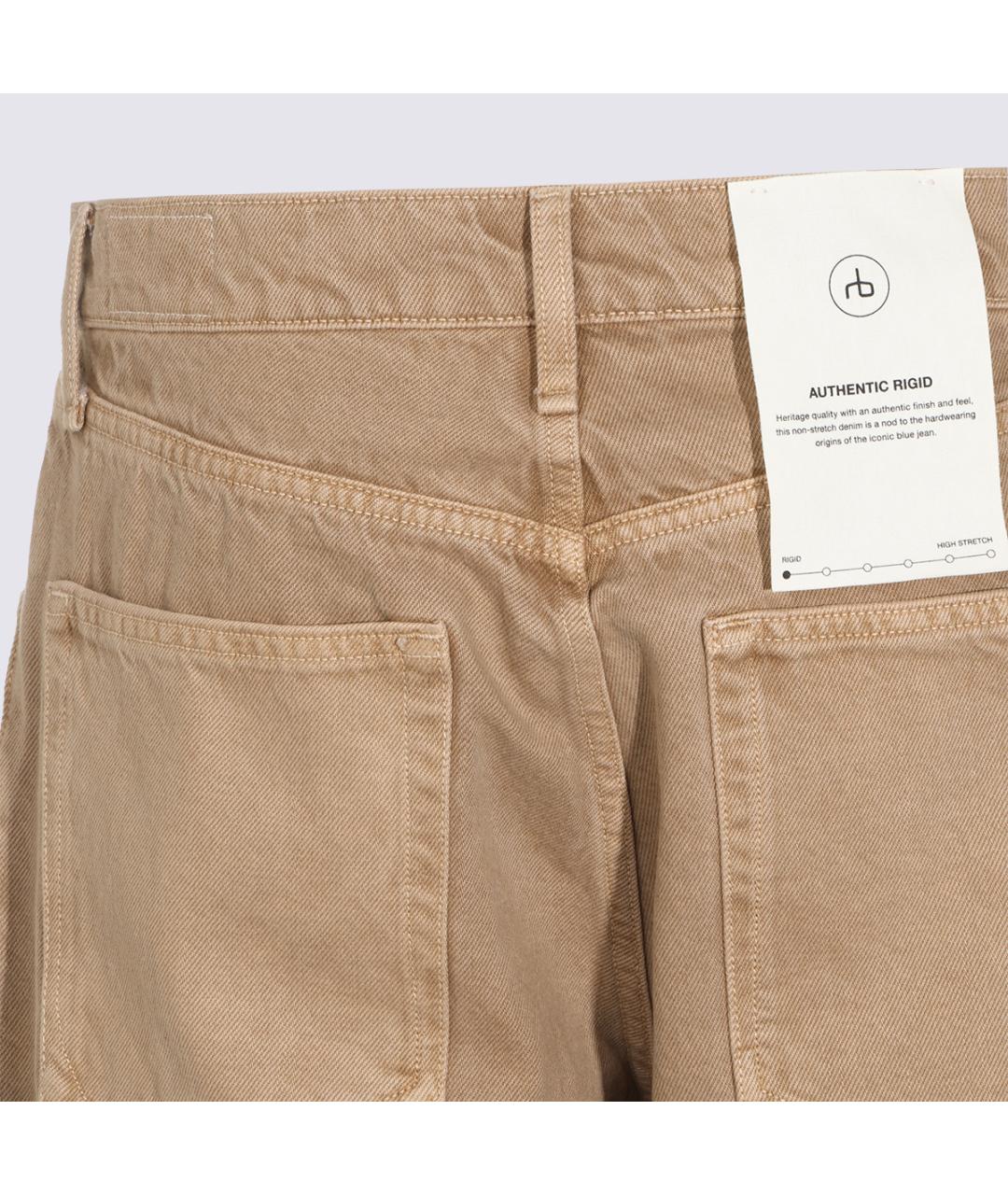 RAG & BONE Бежевые хлопковые прямые джинсы, фото 4