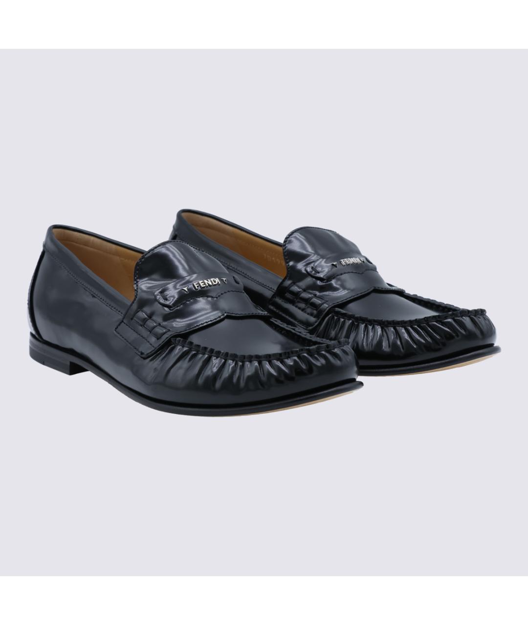 FENDI Черные кожаные лоферы, фото 2