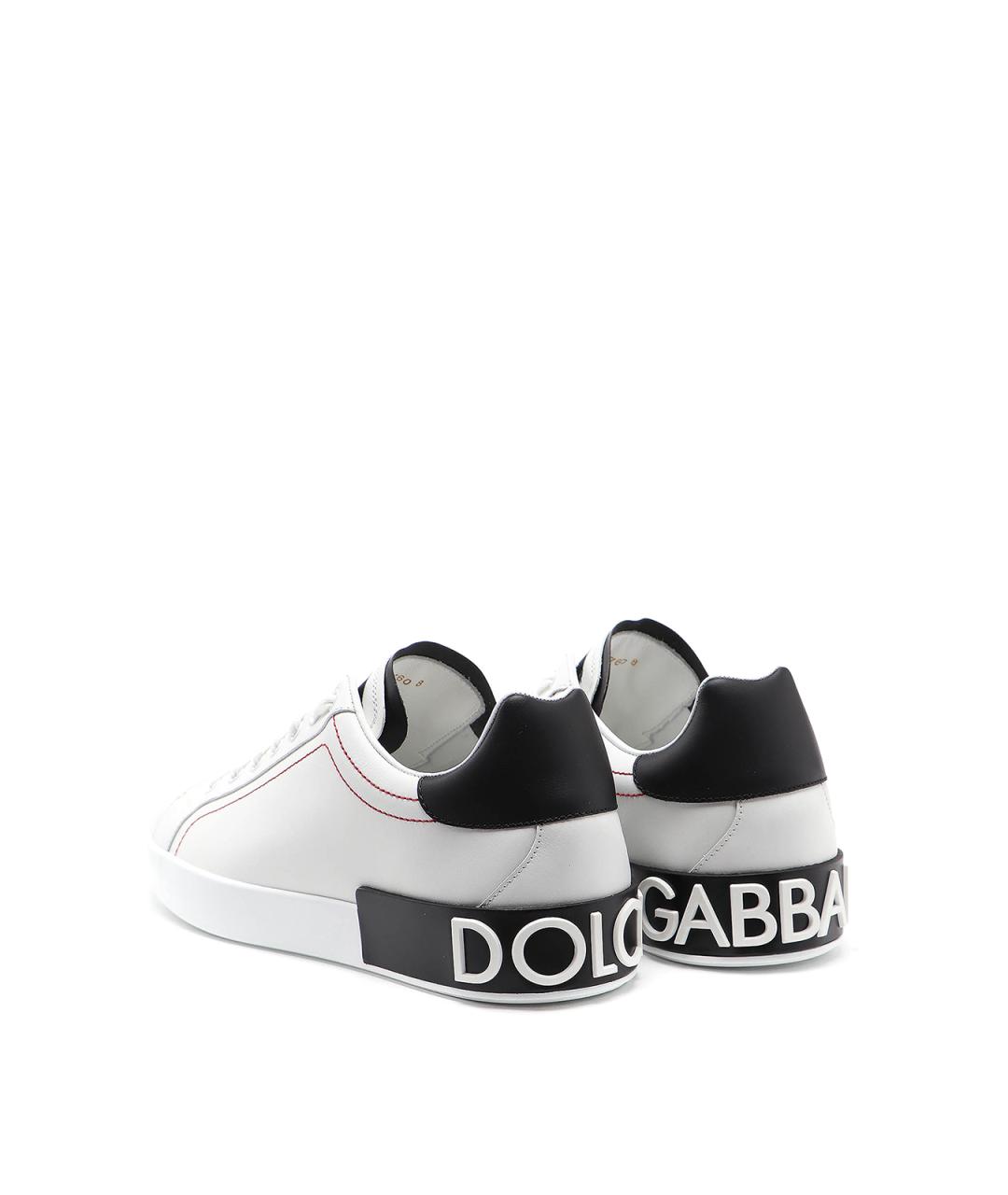 DOLCE&GABBANA Белые кожаные низкие кроссовки / кеды, фото 4