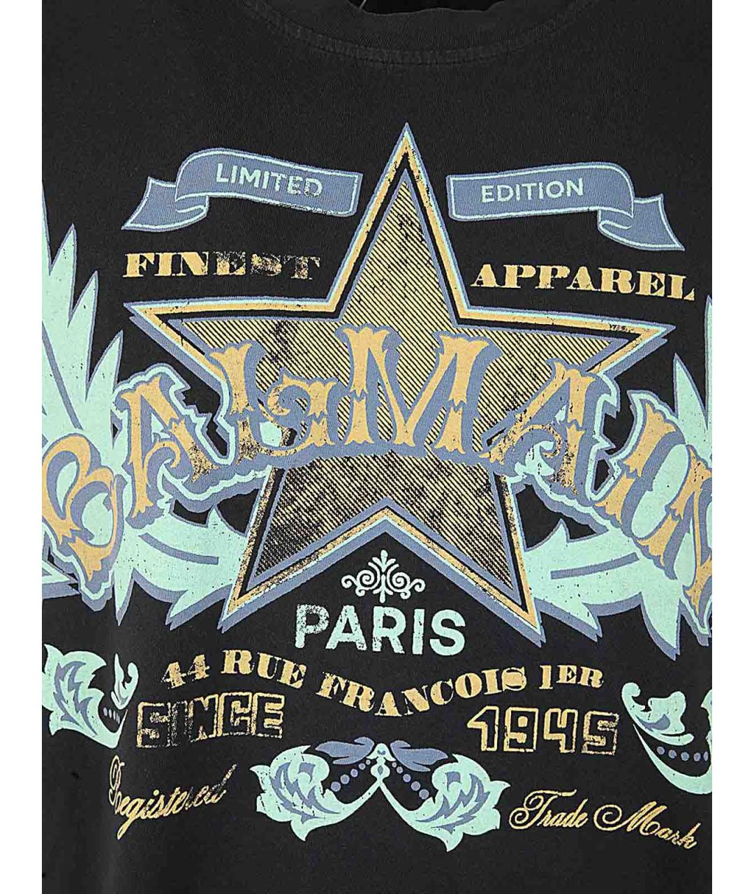 BALMAIN Черная хлопковая футболка, фото 3