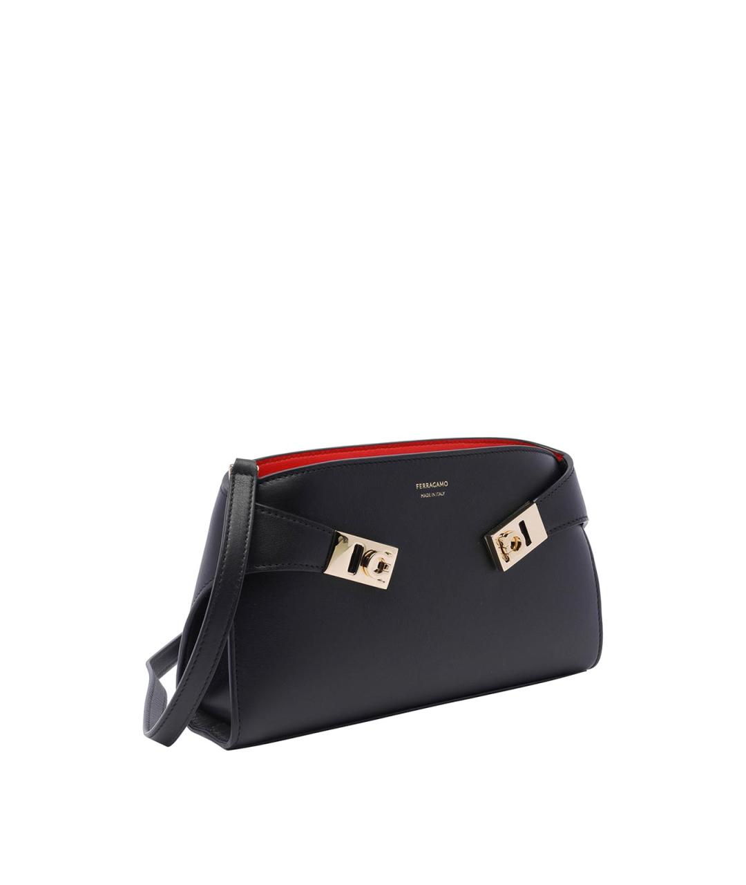 FERRAGAMO Черная кожаная сумка через плечо, фото 2