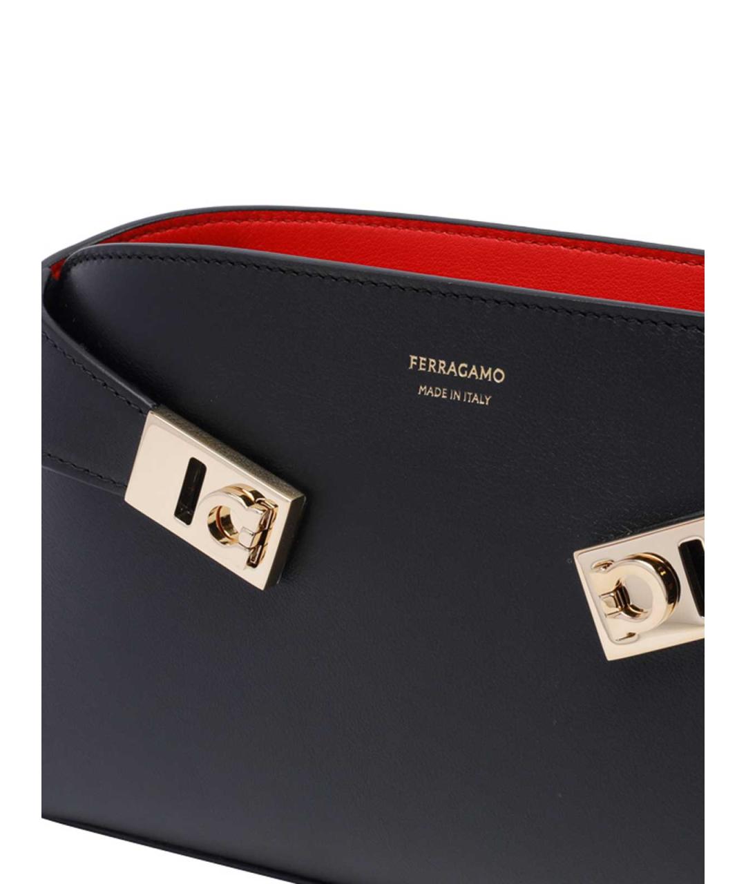 FERRAGAMO Черная кожаная сумка через плечо, фото 4
