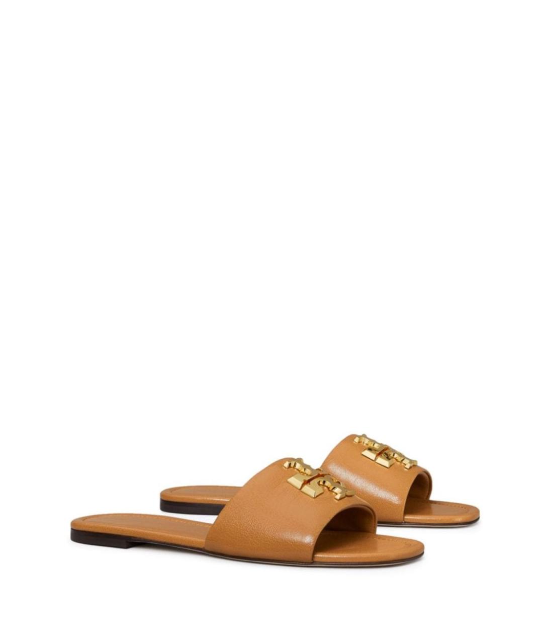 TORY BURCH Бежевые кожаные шлепанцы, фото 4