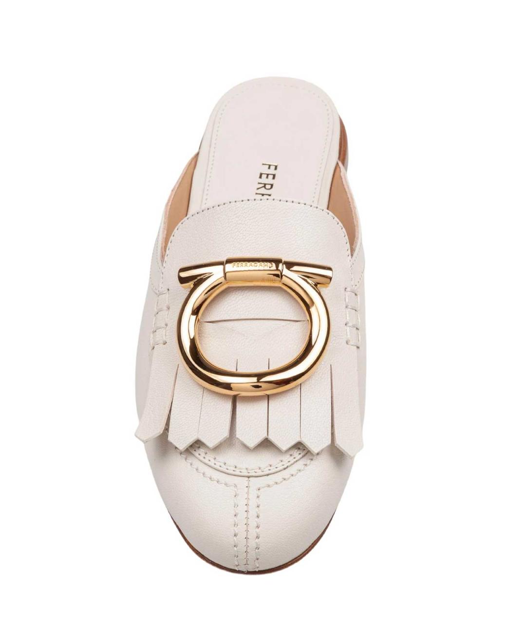FERRAGAMO Бежевые кожаные мюли, фото 3