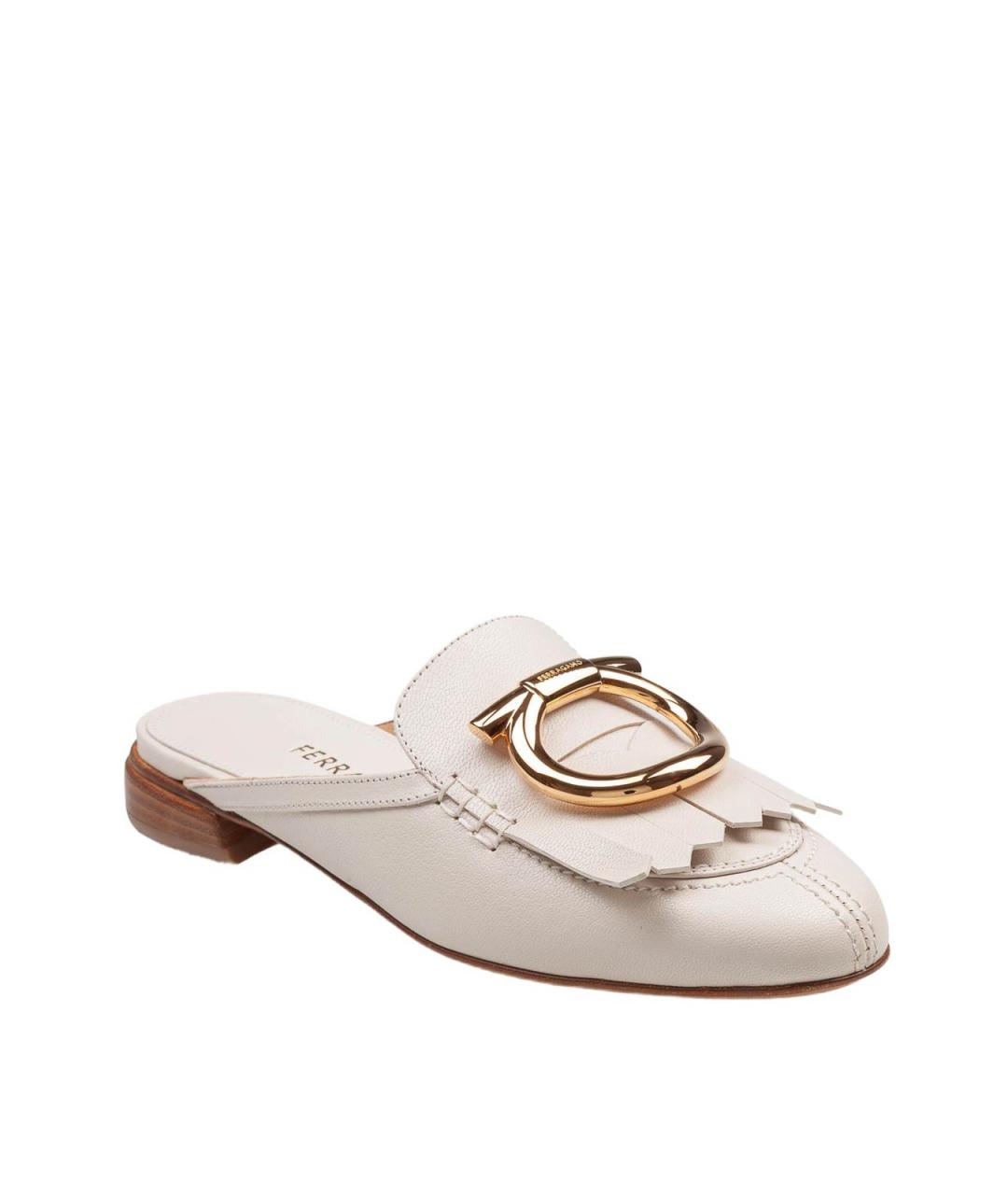 FERRAGAMO Бежевые кожаные мюли, фото 2