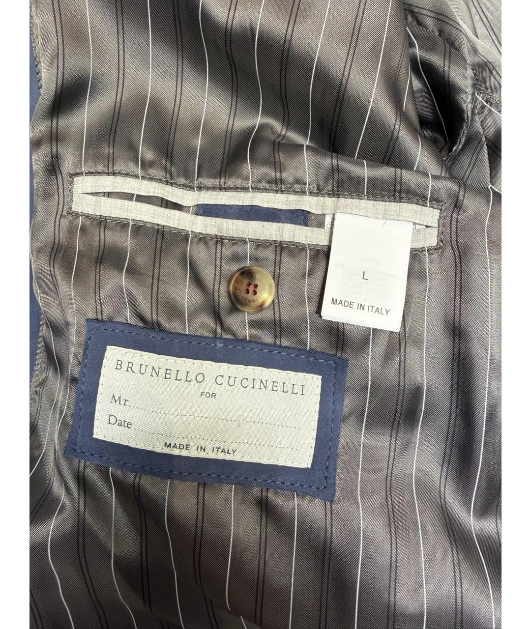 BRUNELLO CUCINELLI Синяя кожаная куртка, фото 7