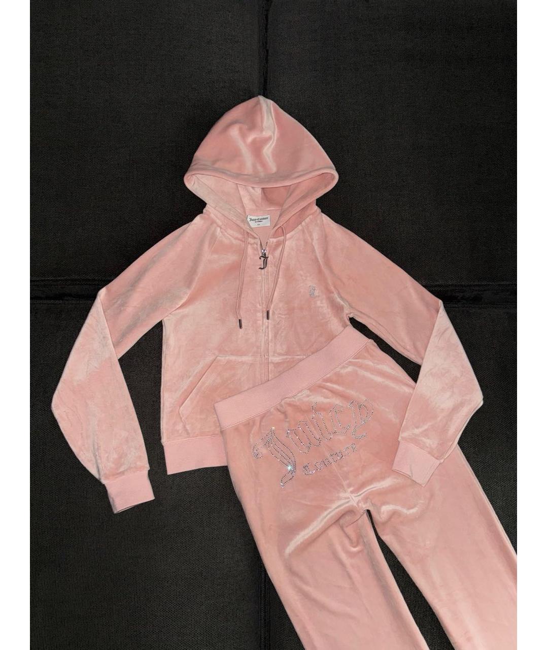 JUICY COUTURE Розовый велюровый костюм с брюками, фото 8