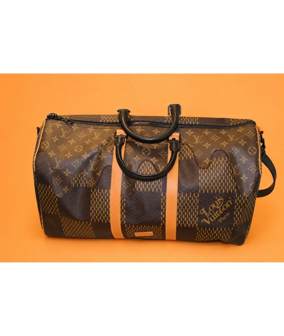 LOUIS VUITTON Коричневая кожаная дорожная/спортивная сумка, фото 8