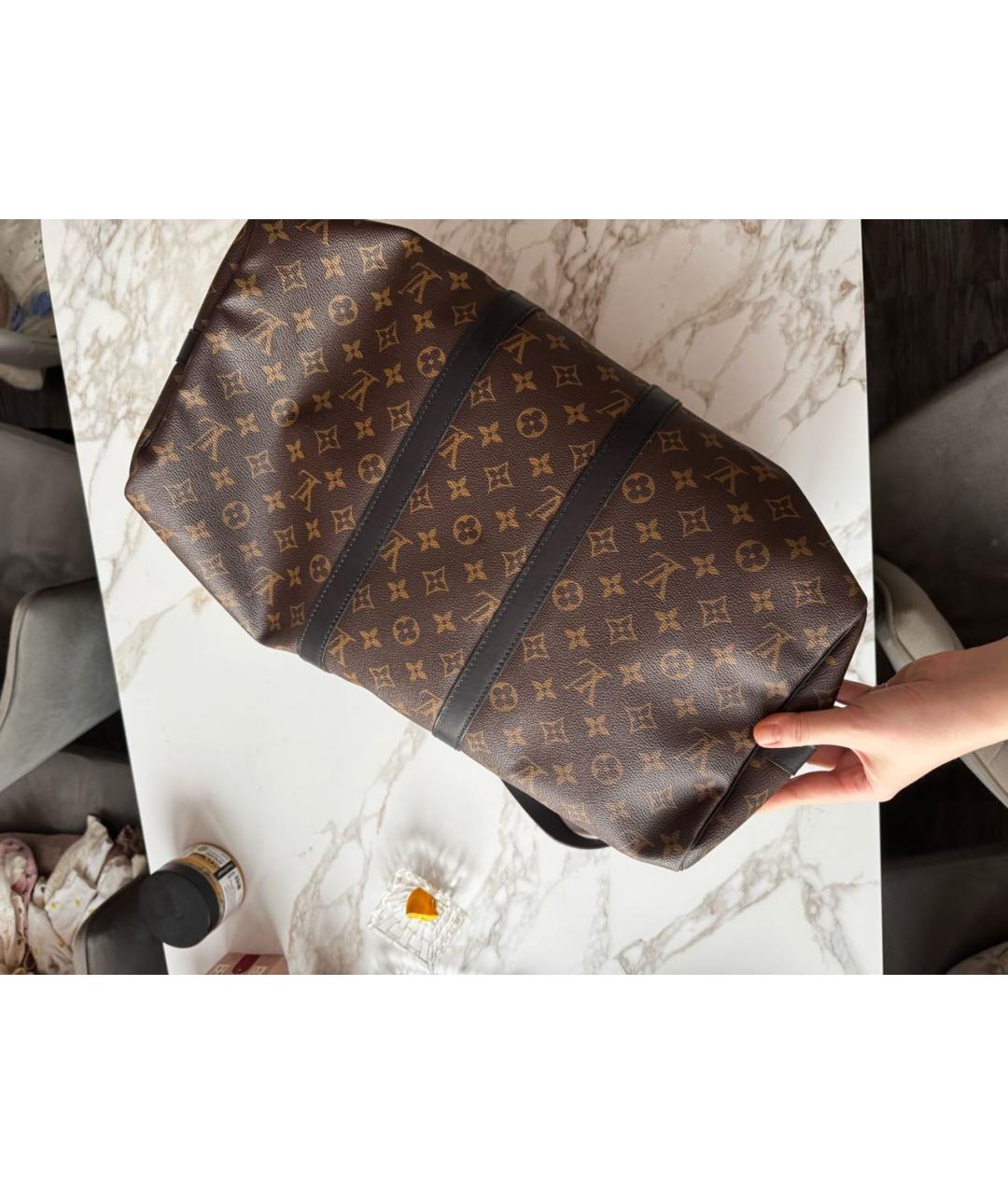 LOUIS VUITTON Коричневая кожаная дорожная/спортивная сумка, фото 3