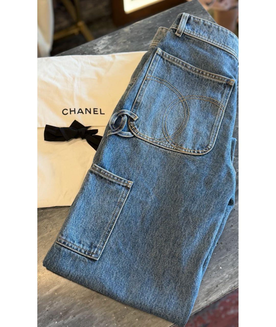 CHANEL Голубые хлопковые прямые джинсы, фото 4