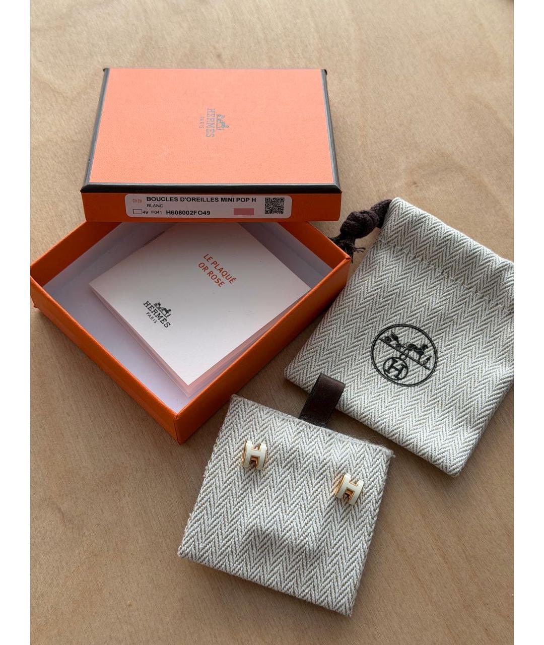 HERMES Белые серьги из розового золота, фото 4