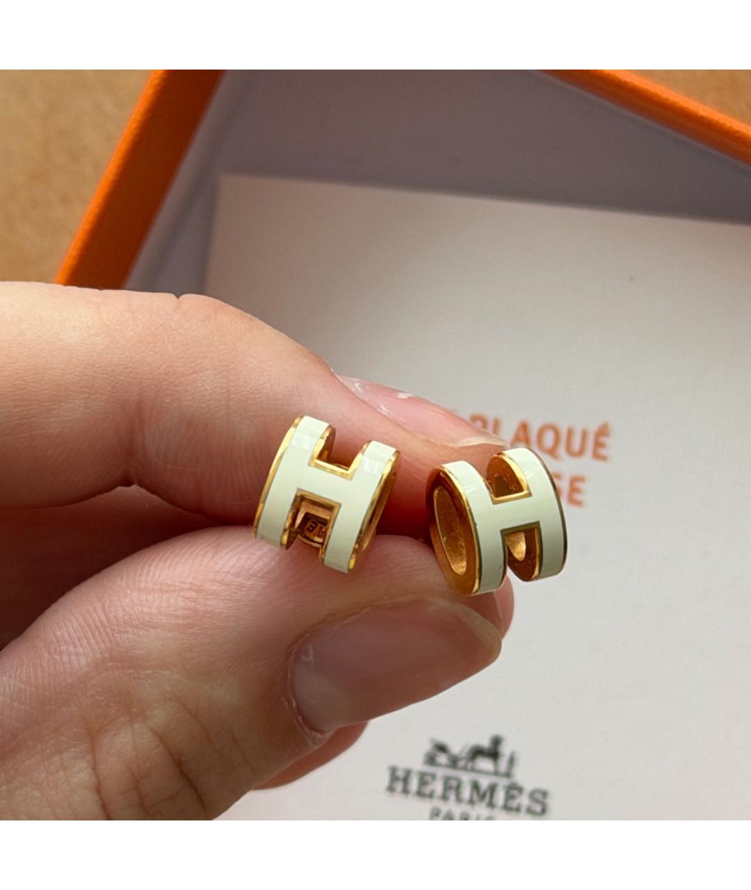 HERMES Белые серьги из розового золота, фото 3