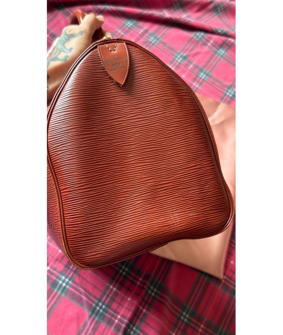 LOUIS VUITTON Коричневая кожаная сумка с короткими ручками, фото 4