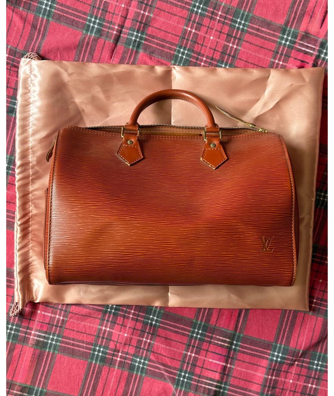 LOUIS VUITTON Коричневая кожаная сумка с короткими ручками, фото 5