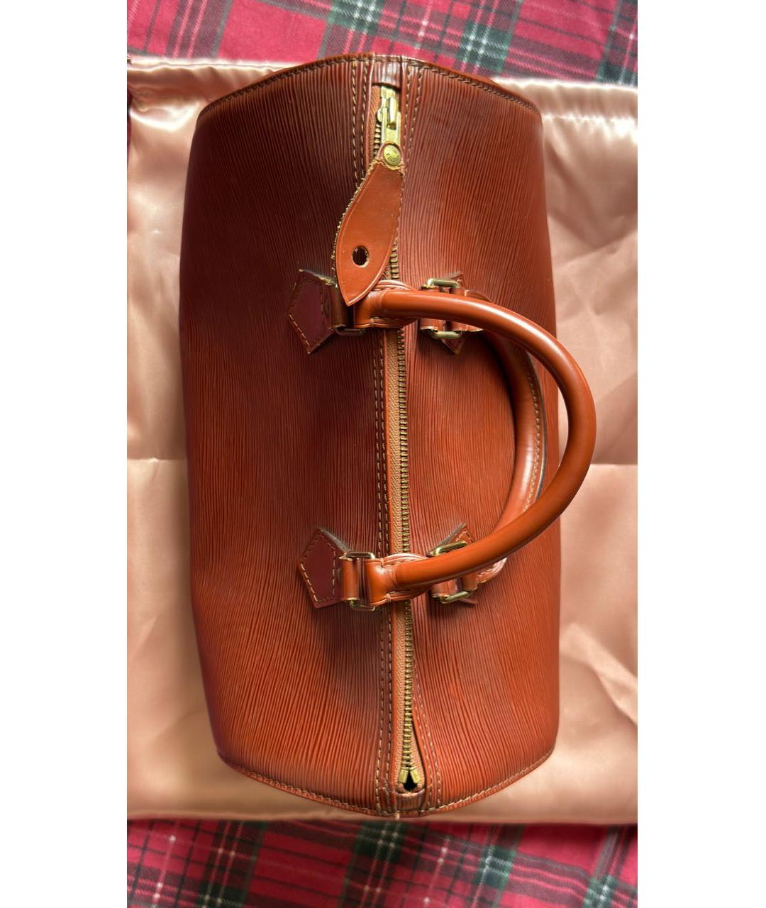 LOUIS VUITTON Коричневая кожаная сумка с короткими ручками, фото 2