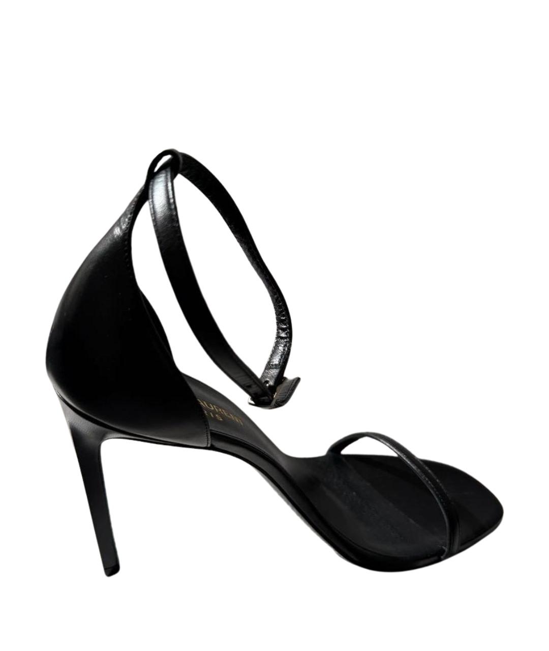 SAINT LAURENT Черные кожаные босоножки, фото 1