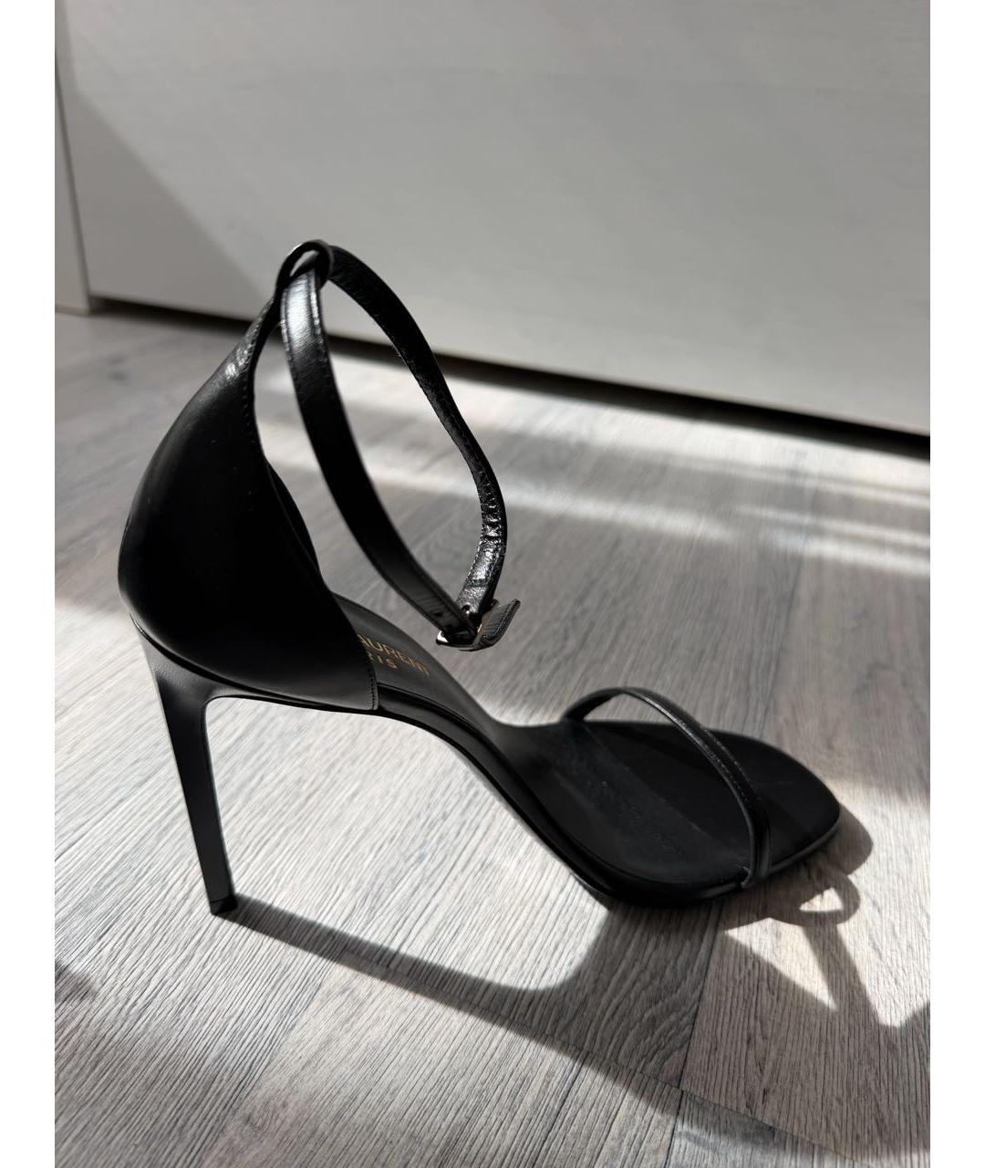 SAINT LAURENT Черные кожаные босоножки, фото 9
