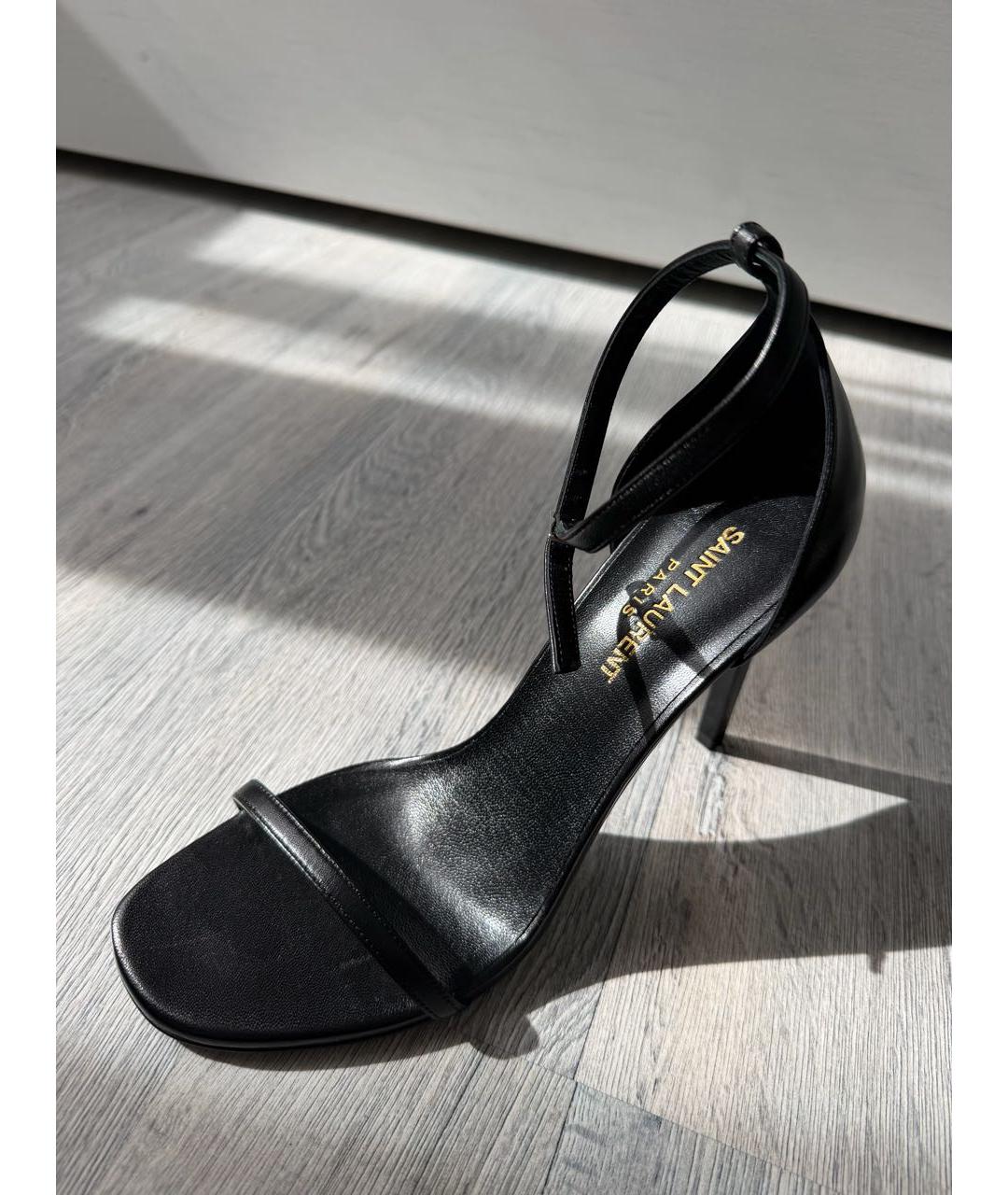 SAINT LAURENT Черные кожаные босоножки, фото 2