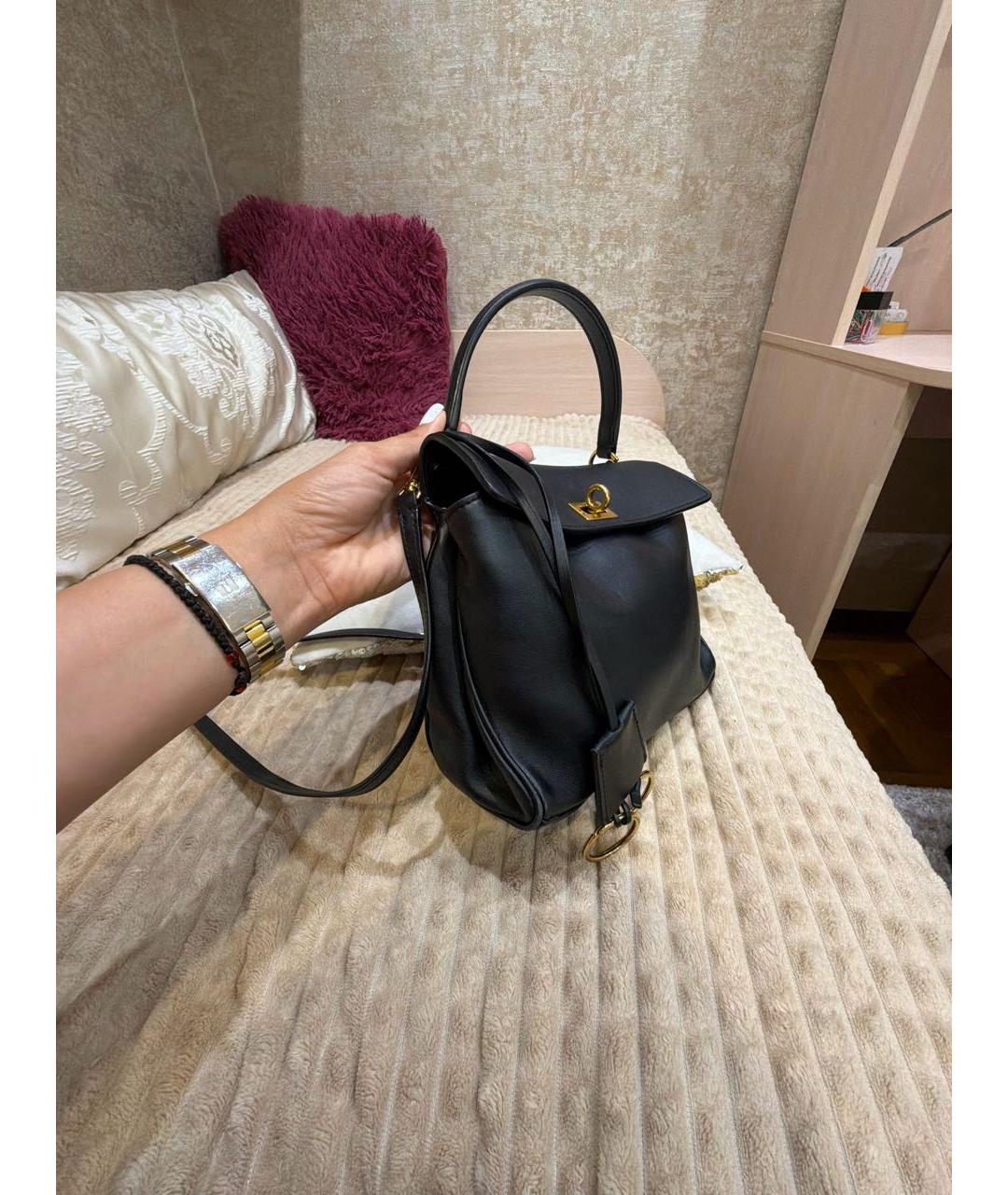 BALENCIAGA Черная кожаная сумка через плечо, фото 2