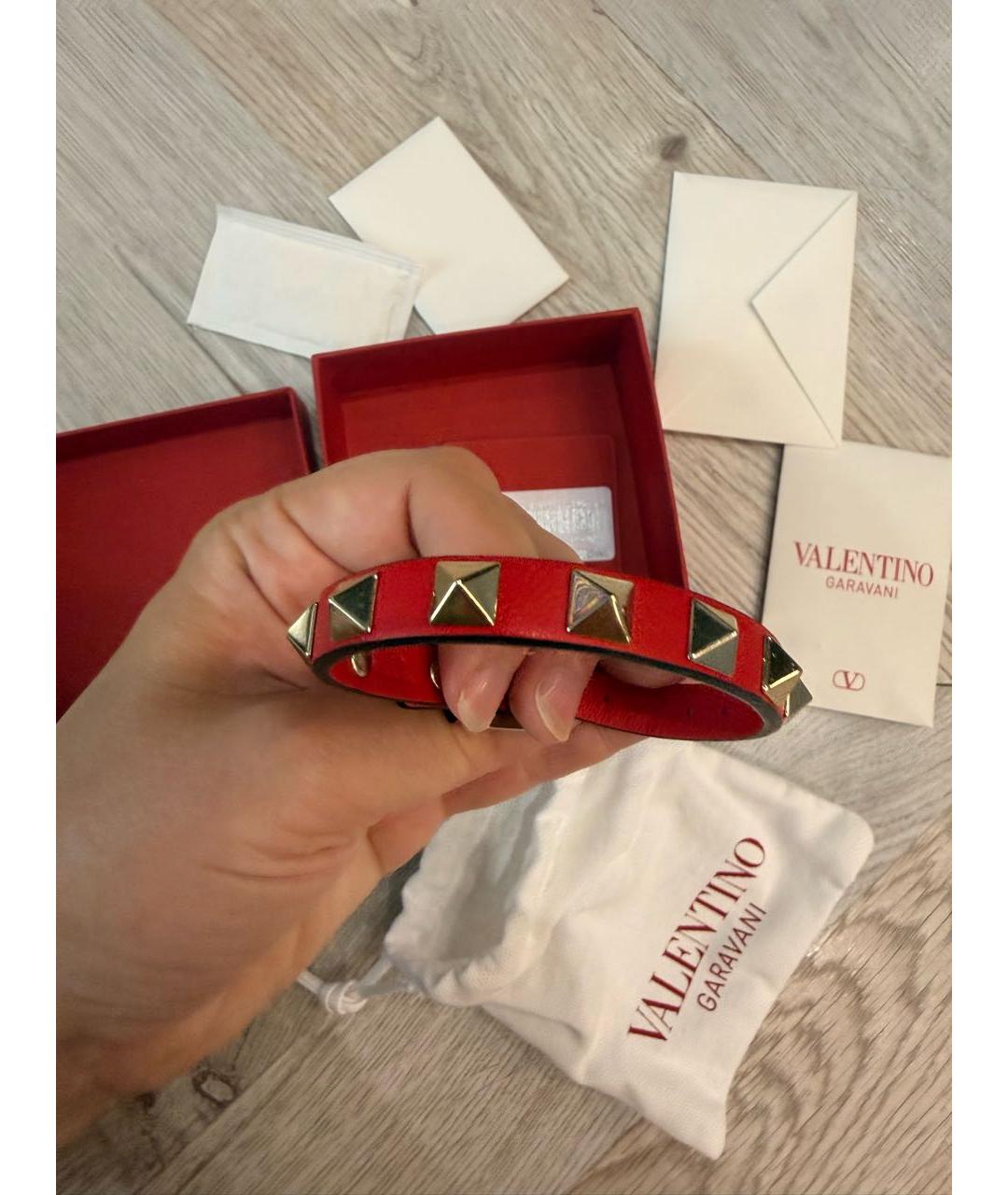 VALENTINO Красный кожаный браслет, фото 4