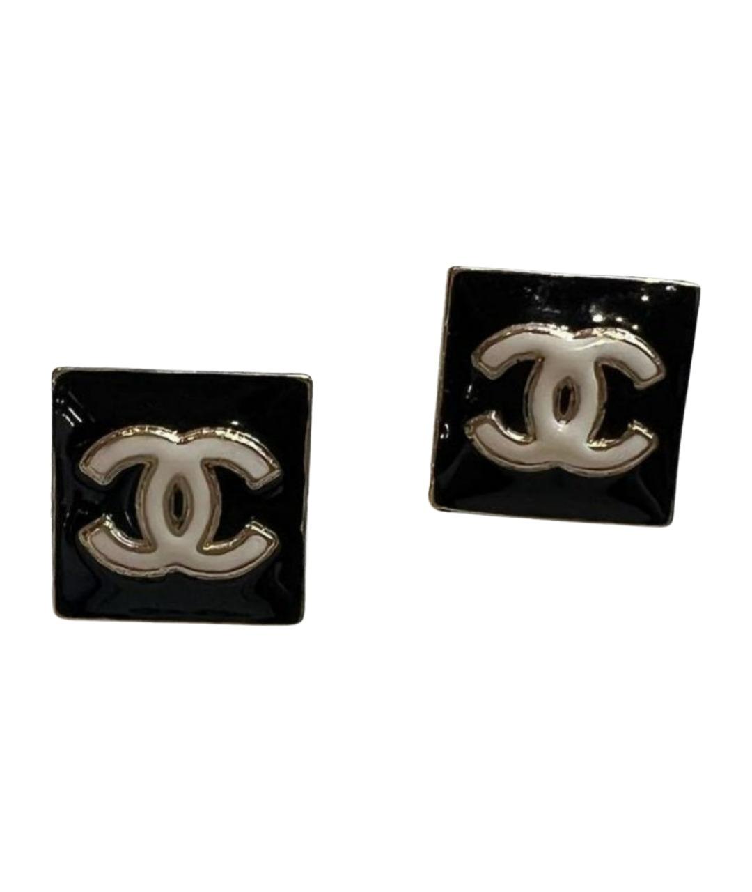 CHANEL Черные металлические серьги, фото 1