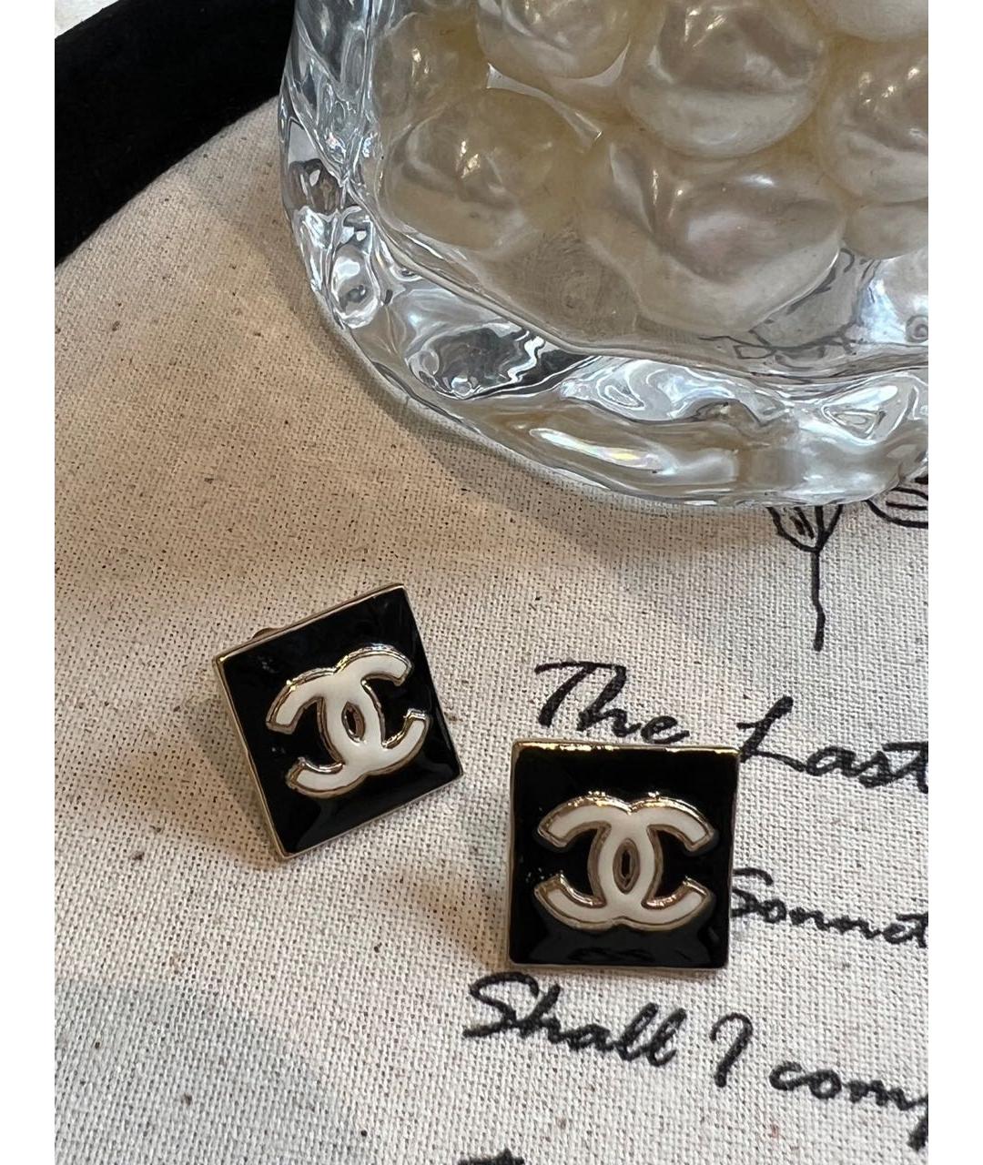 CHANEL Черные металлические серьги, фото 3