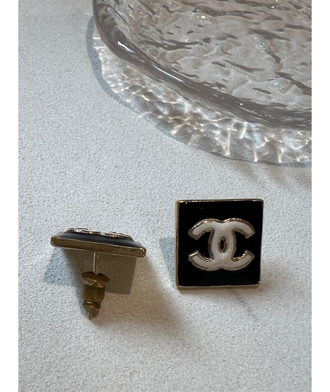 CHANEL Черные металлические серьги, фото 5