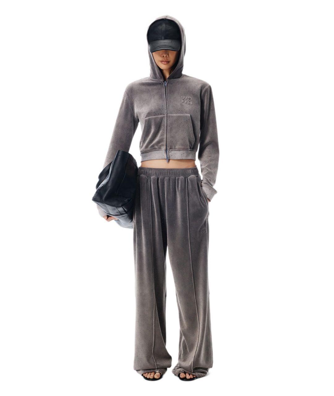 ALEXANDER WANG Антрацитовые хлопковые брюки широкие, фото 2