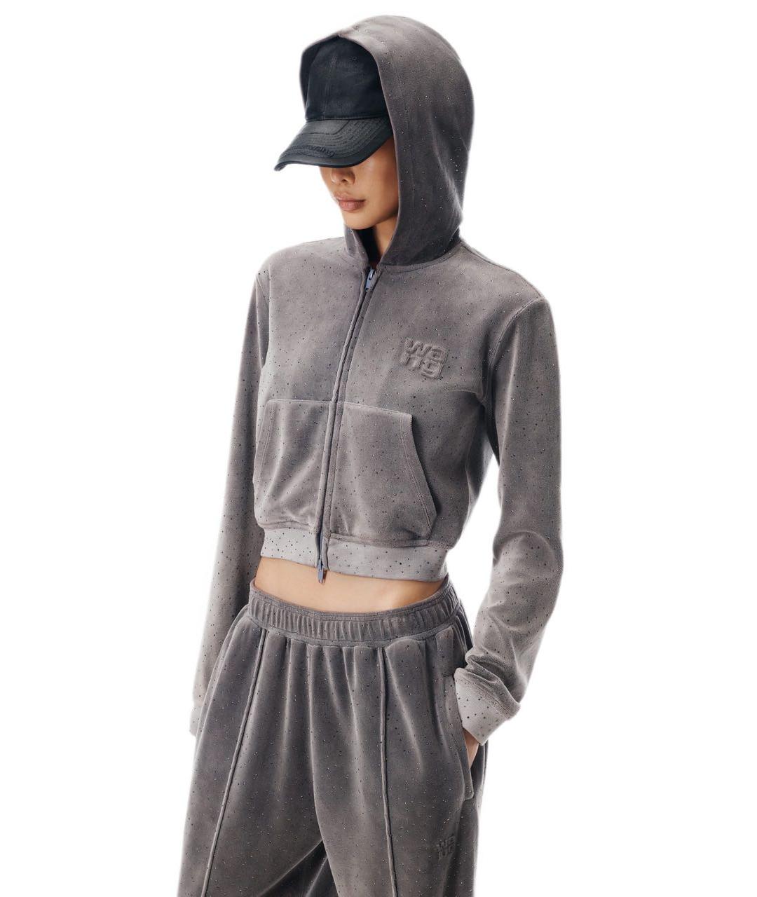 ALEXANDER WANG Антрацитовые хлопковые брюки широкие, фото 4