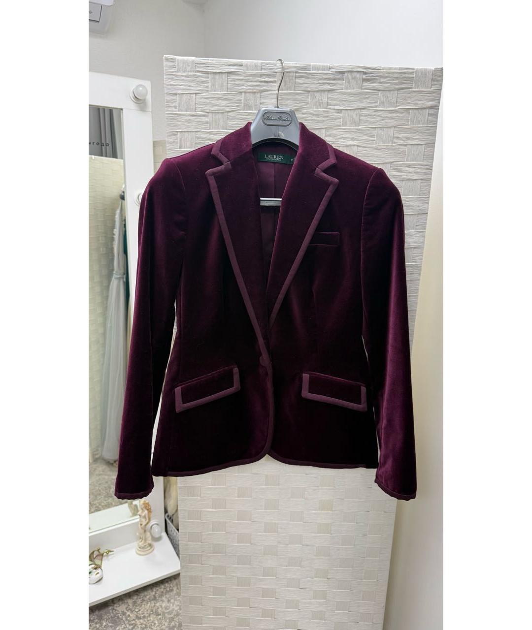 RALPH LAUREN Бордовый хлопко-эластановый костюм с брюками, фото 2