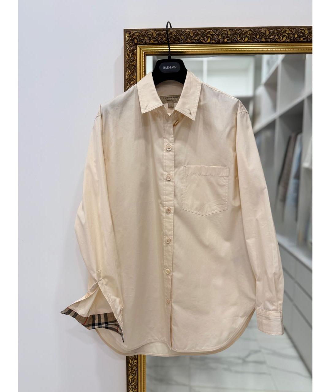 BURBERRY Бежевая хлопковая рубашка, фото 9