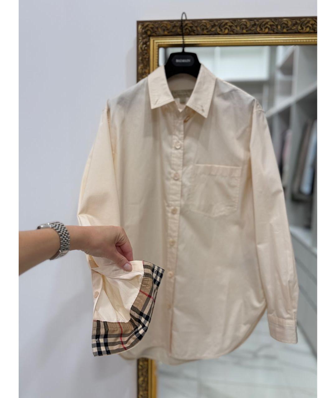 BURBERRY Бежевая хлопковая рубашка, фото 7