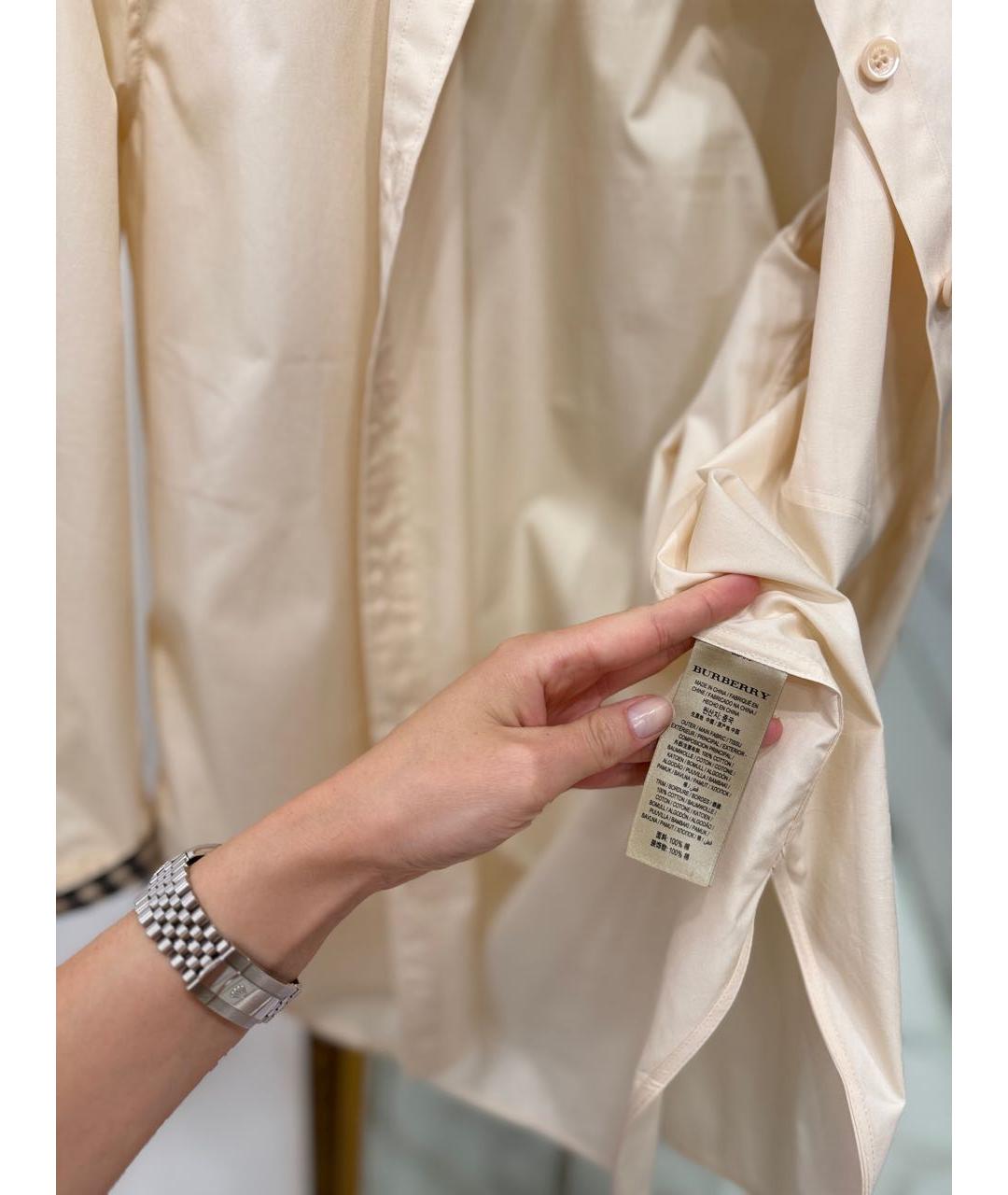 BURBERRY Бежевая хлопковая рубашка, фото 5